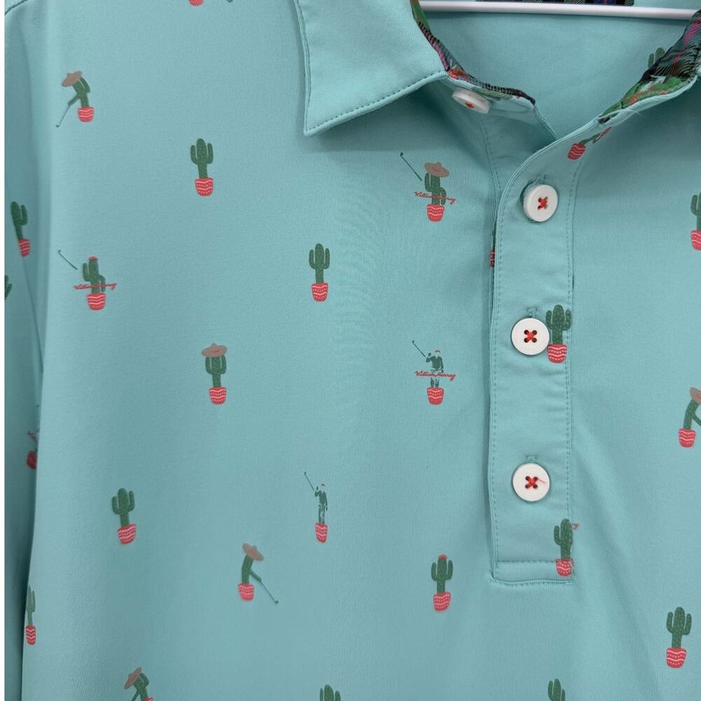 William Murray Golf Free Hugs Cactus Performance Polo Mint Medium - Picture 4 of 12